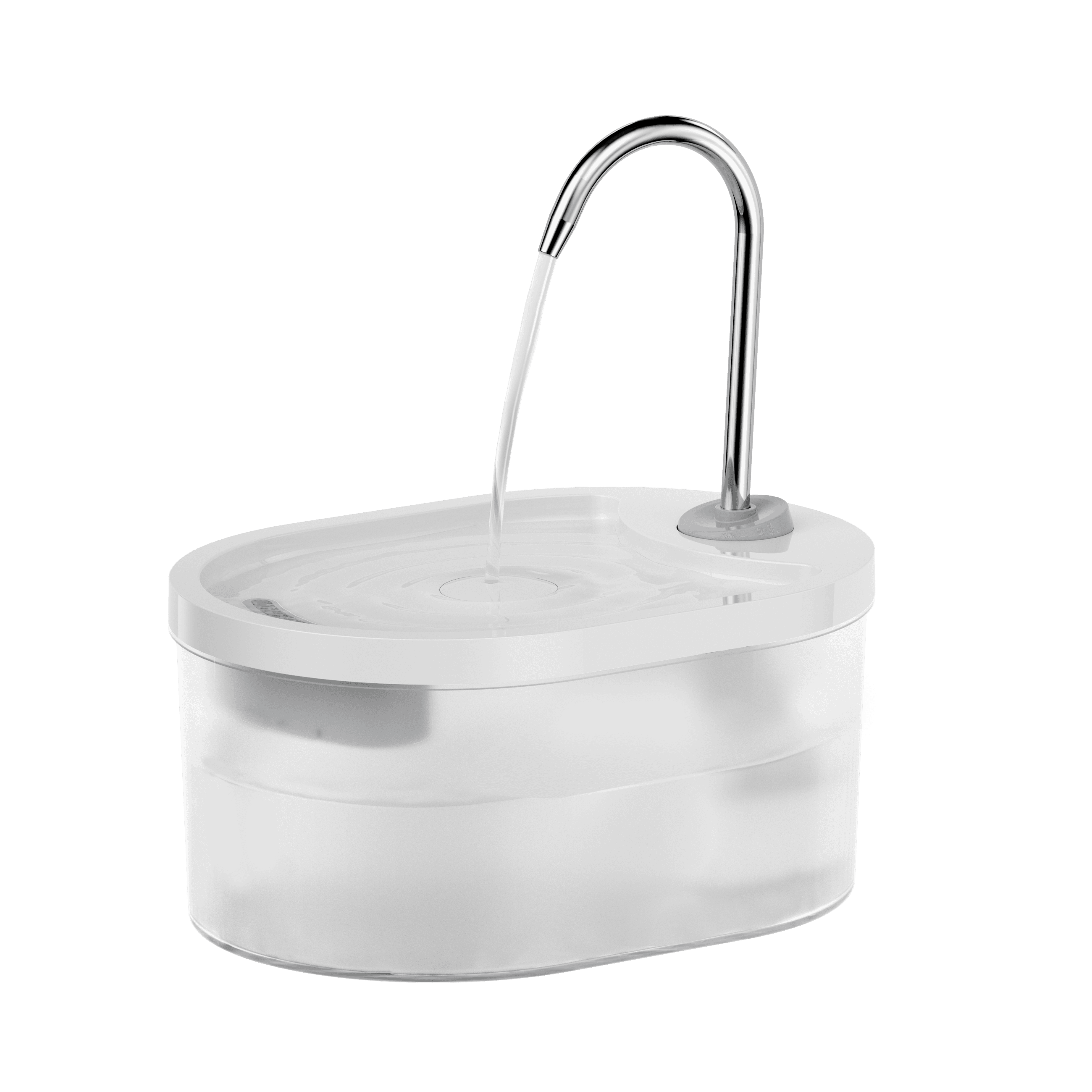 Translucent white oval plastic fountain