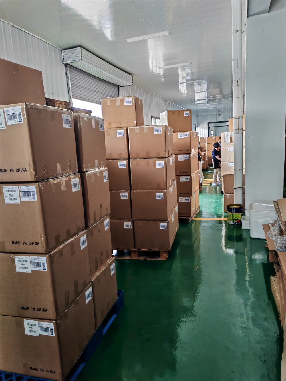 Packed cartons prepared in the warehouse