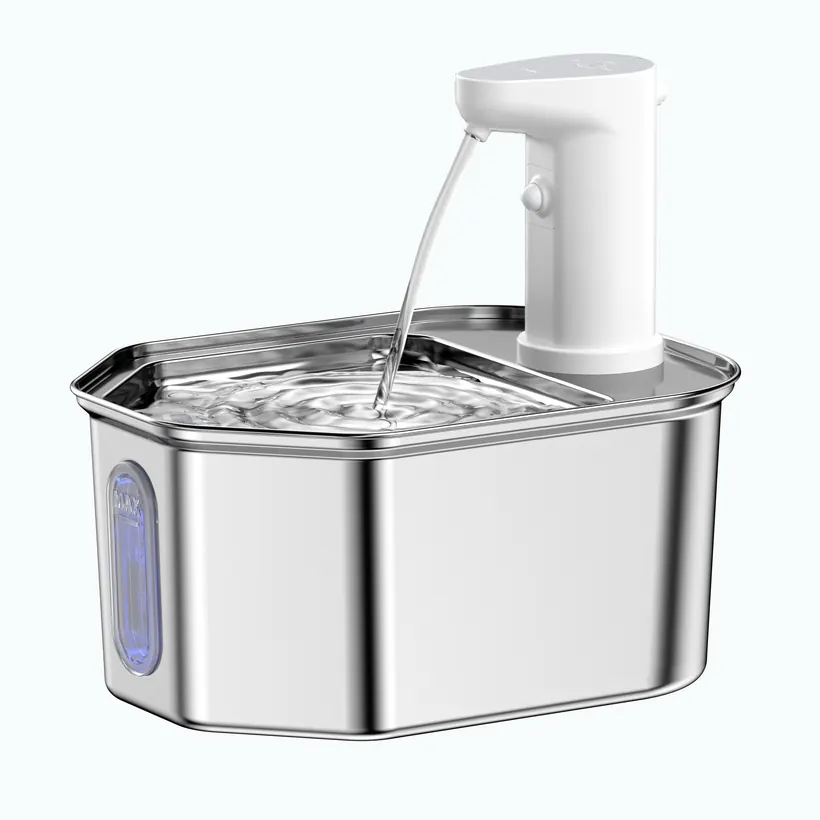 Cordless stainless steel cat water fountain platform