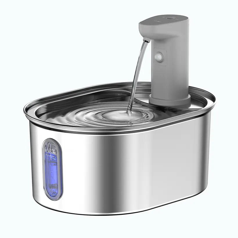 Oval cordless 304 stainless steel cat water fountain