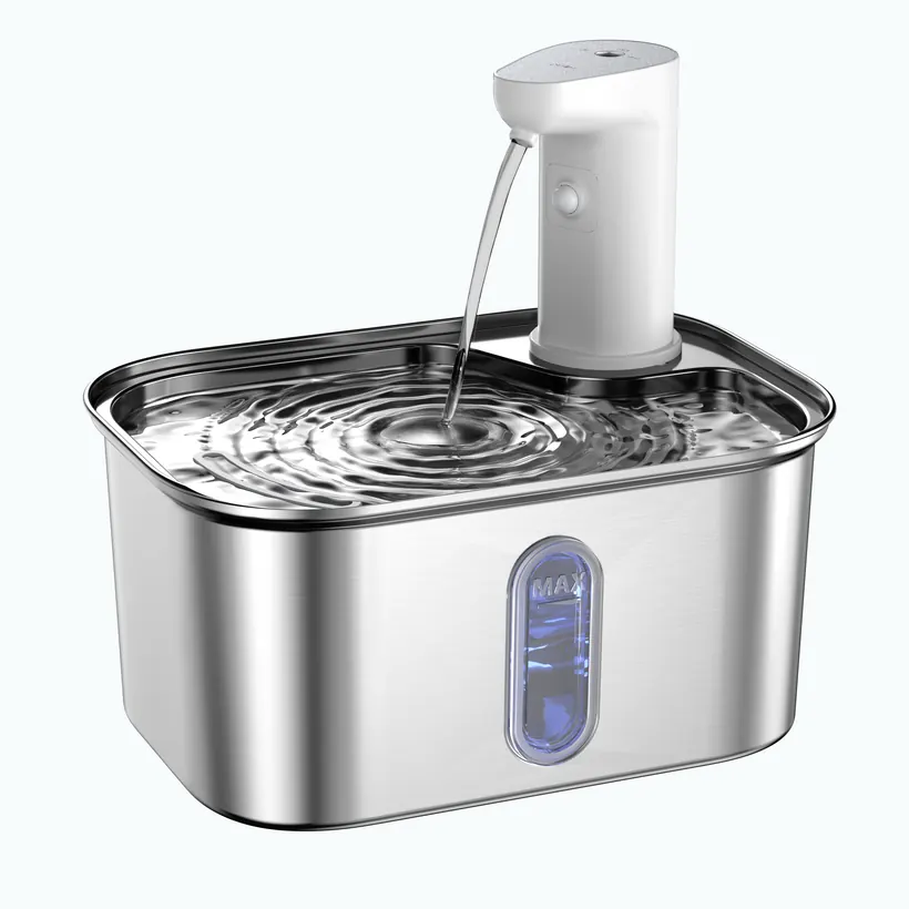 Rectangle cordless 304 stainless steel cat water fountain