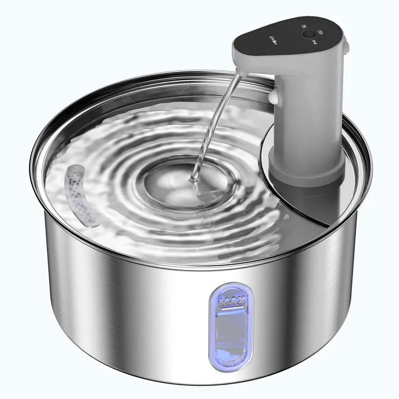 Round cordless 304 stainless steel cat water fountain