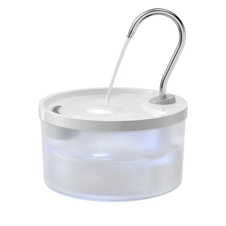 S spout configuration on a white round PF-01 fountain