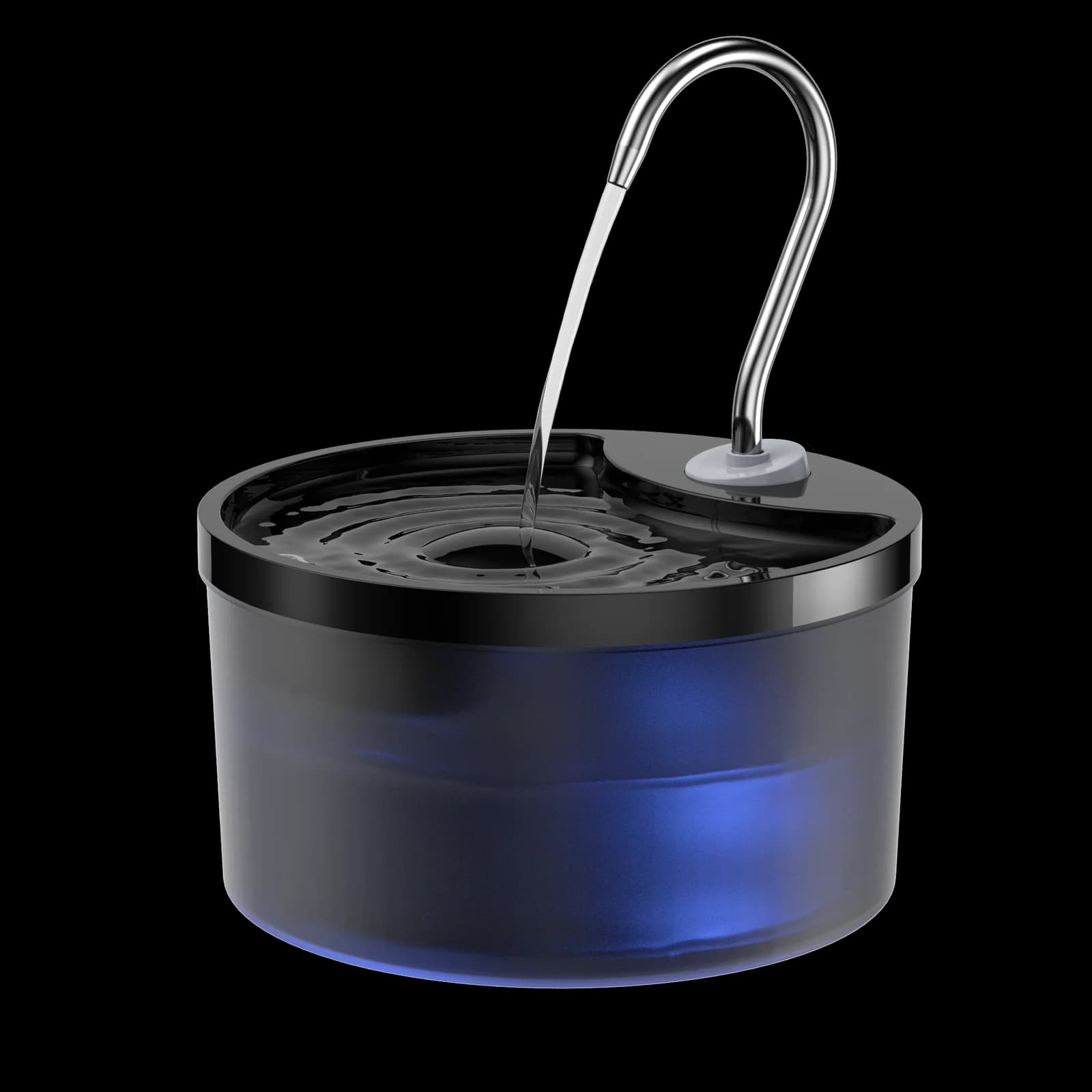 Black round plastic cat water fountain from the PF-01 Series