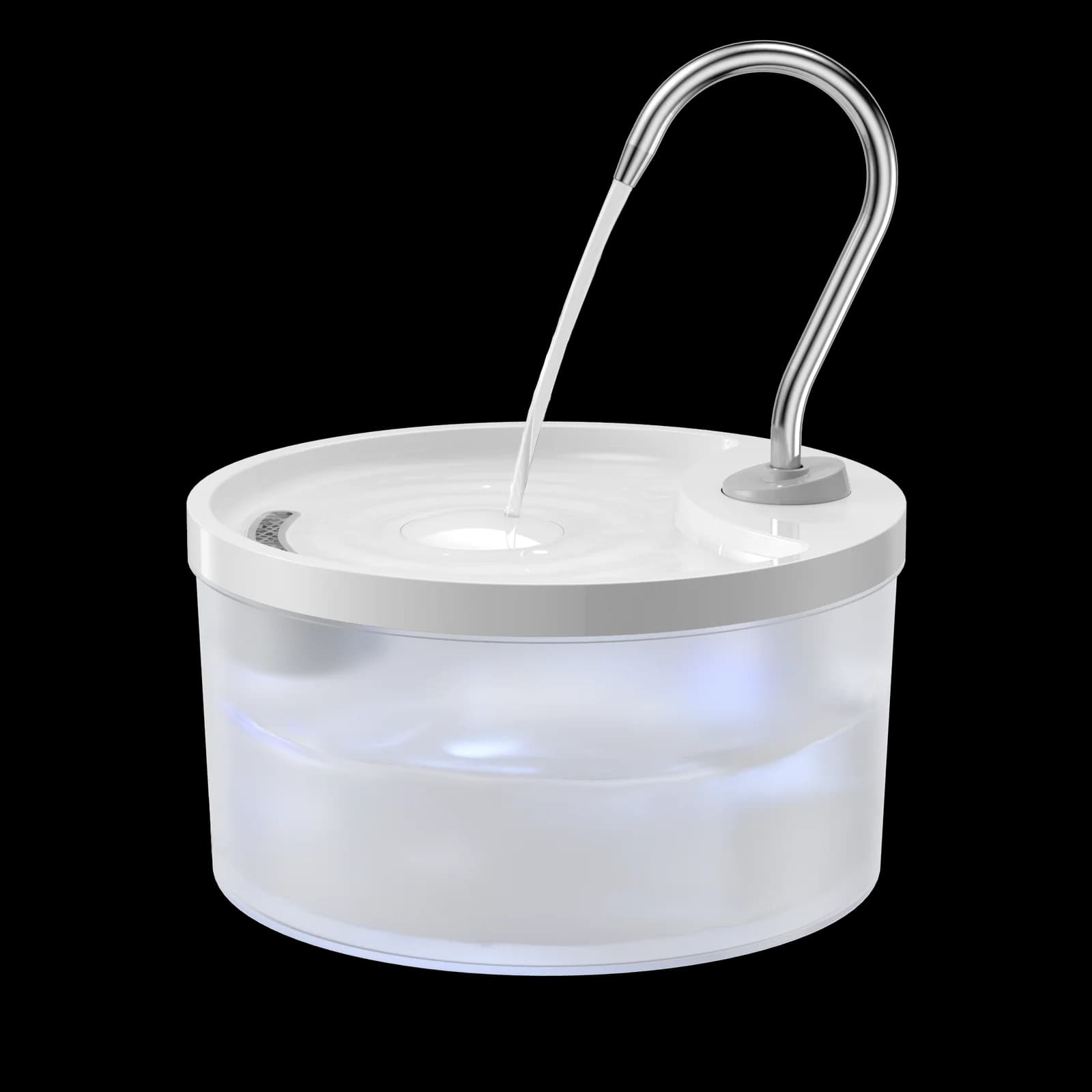White round plastic cat water fountain from the PF-01 Series