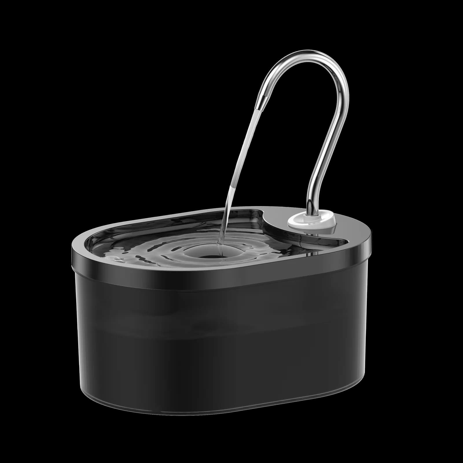 Black oval plastic cat water fountain from the PF-02 Series