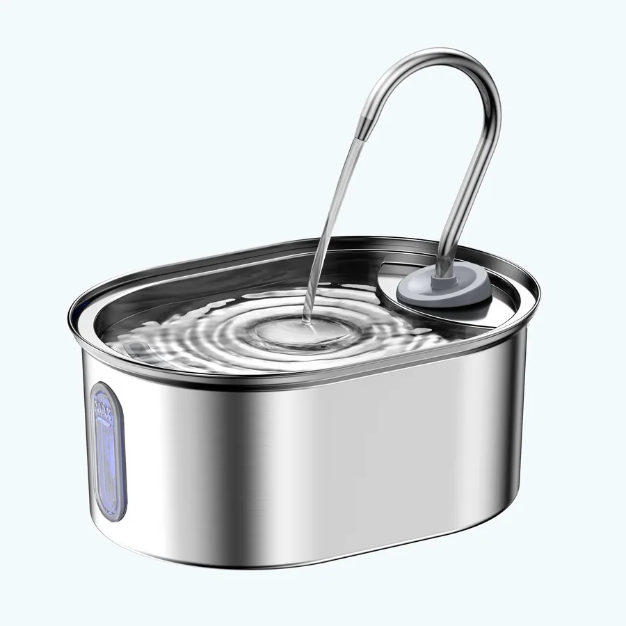 Oval 304 stainless steel cat water fountain