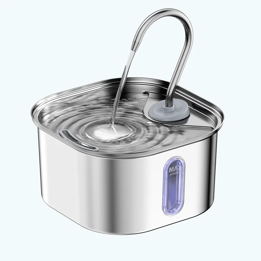 Square 304 stainless steel cat water fountain