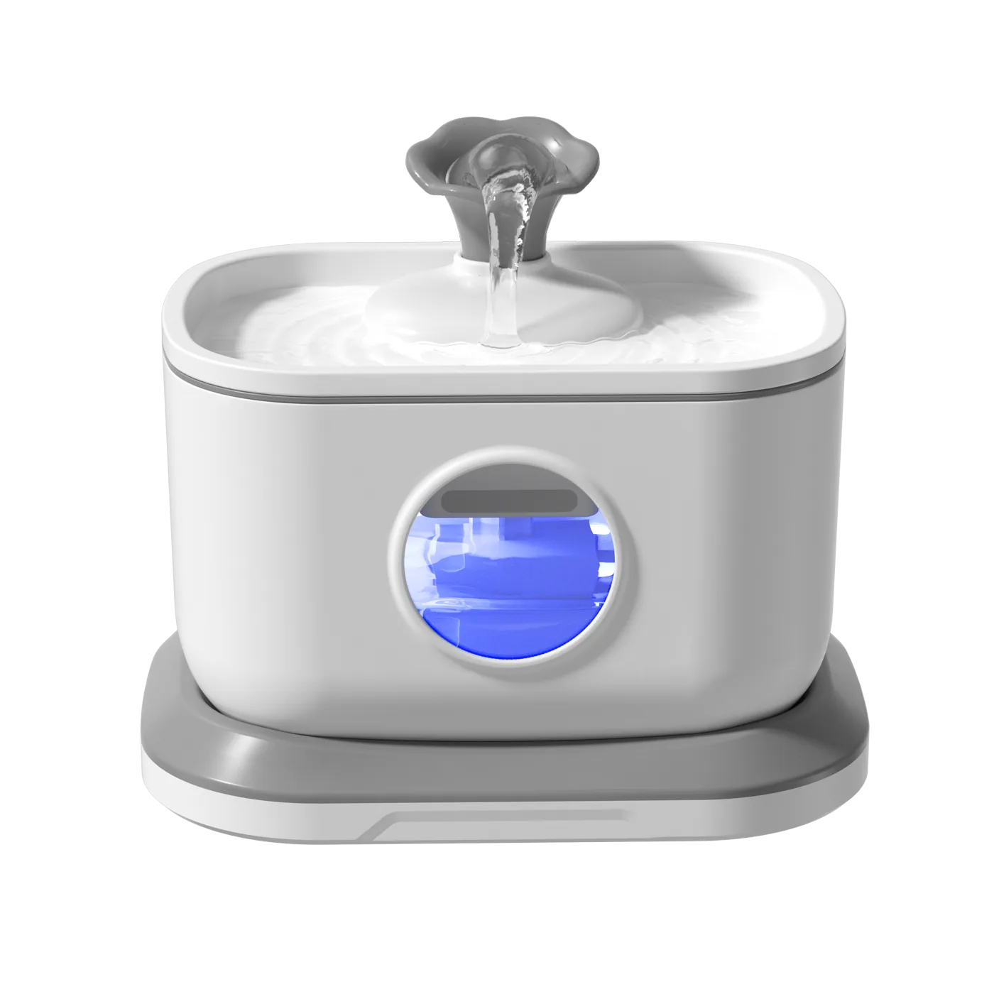 White CWF-W1 radar sensor cat water fountain on a white and gray base