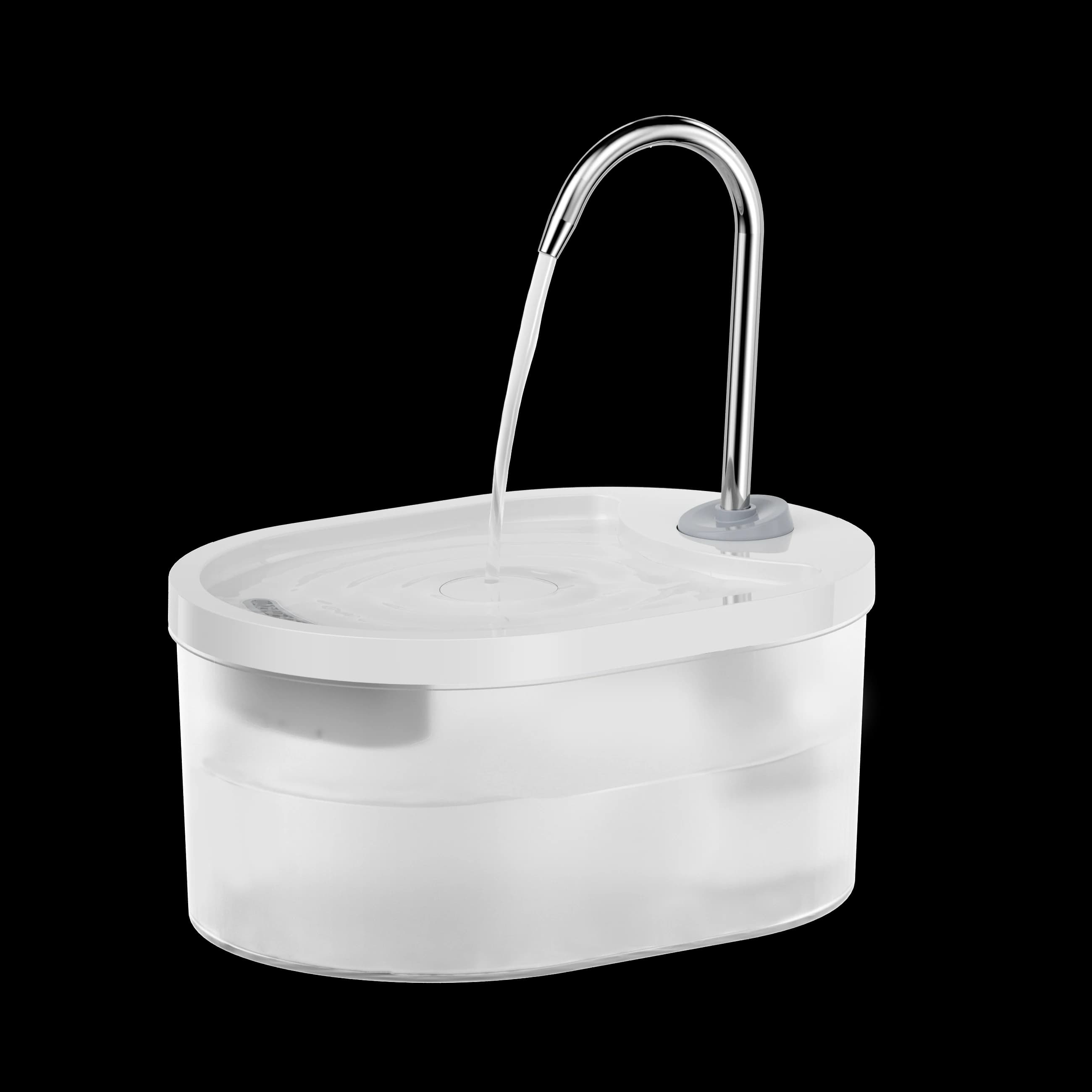 Translucent white oval plastic fountain